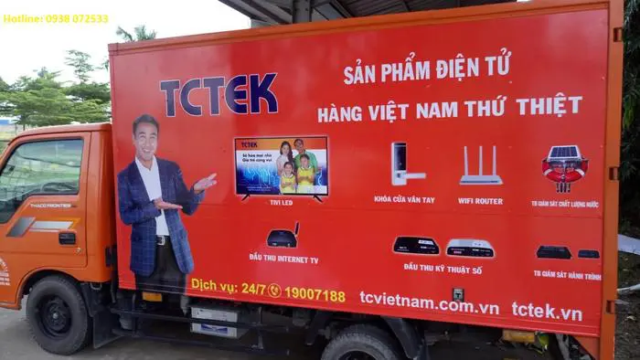 Thi Công dán quảng cáo trên xe tải 
